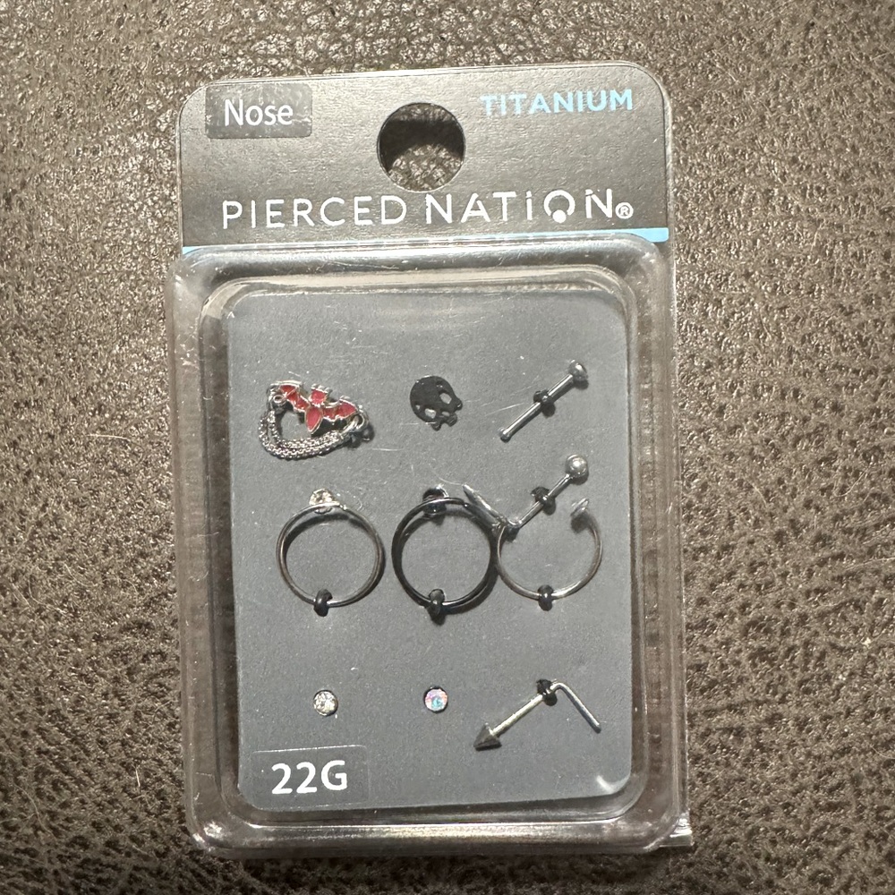 Multi-Pack CZ Bat Dangle Nose Ring 12 Pack - 22 Gauge